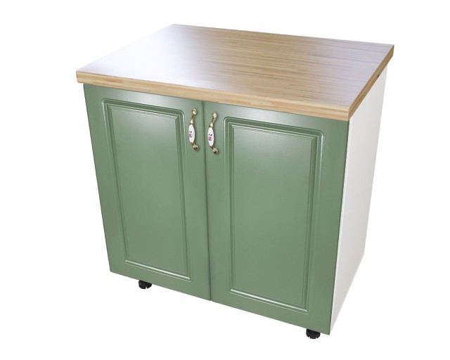 Masca pentru chiuveta cu 2 usi 80 cm Zebra, Alb/MDF Verde cu blat Artar, 80 x 85 x 60 cm